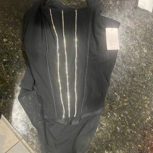 Source Unknown Black Bra with Silver Accents